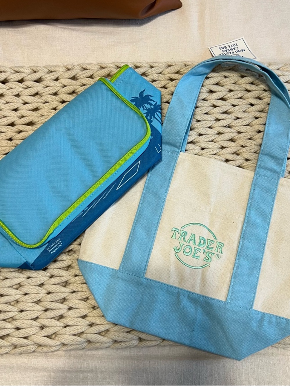 Trader Joe’s mini Blue Canvas Tote Bag and cooler bag